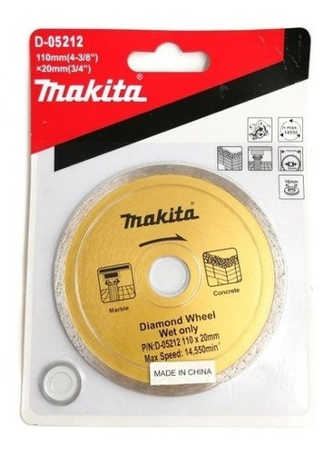 D_858175-MPE46081806822_052021-O-1 Disco Diamantado Borde Continuo 110 X 20 Mm MAKITA D-05212 - Imagen 1