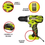 Taladro Atornillador 3/8" (10 mm) 21V + 2 baterías XCORT XDC08-21B6 - Imagen 2