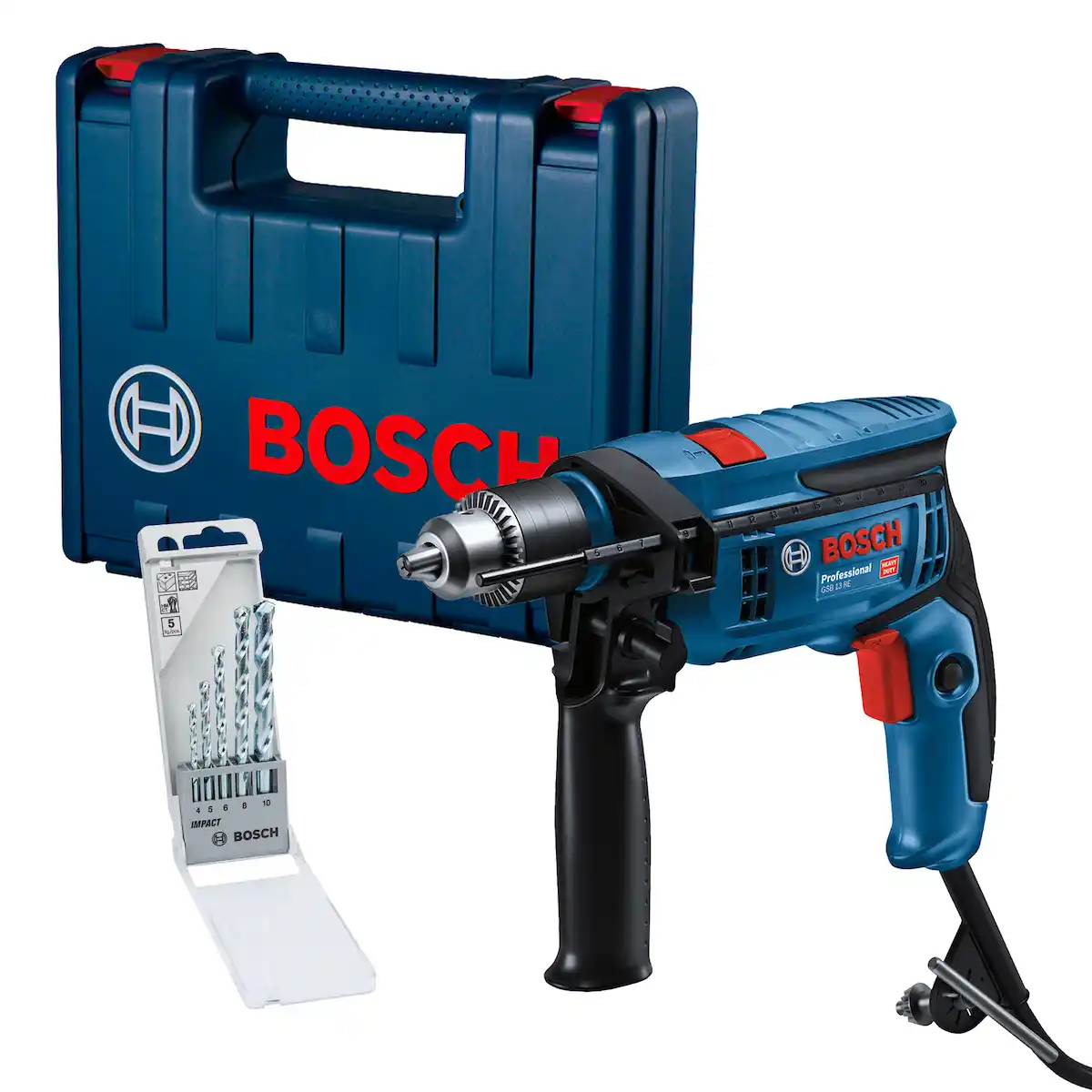 0601.2B8.0E2-000 (1) Taladro Percutor 1/2" 750W (MP) + Kit 5 Brocas BOSCH GSB 13 RE - Imagen 1