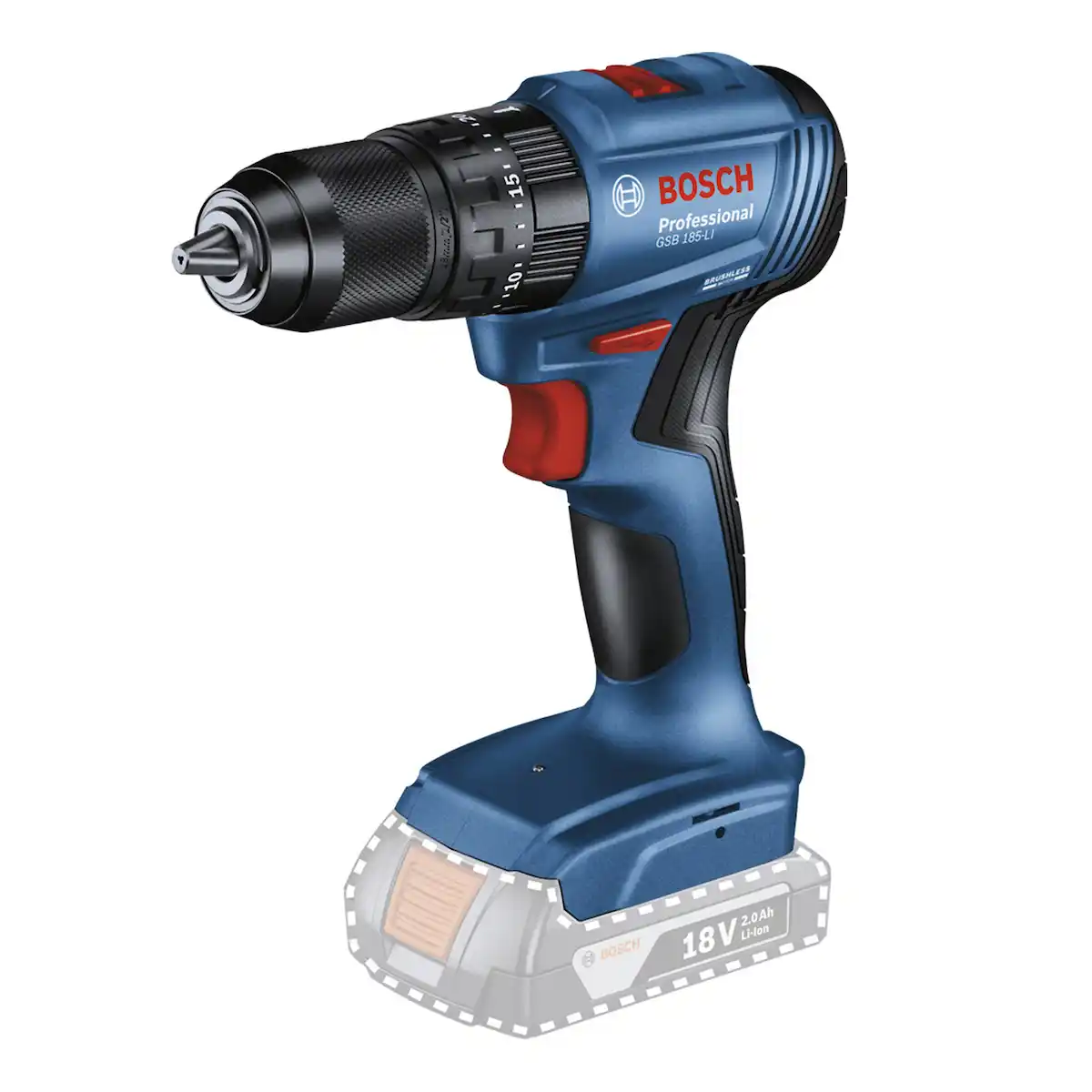 0601.9K3.1E3-000 (1) Taladro Percutor 1/2" 18V Brushless BOSCH GSB 185-LI Baretool - Imagen 1