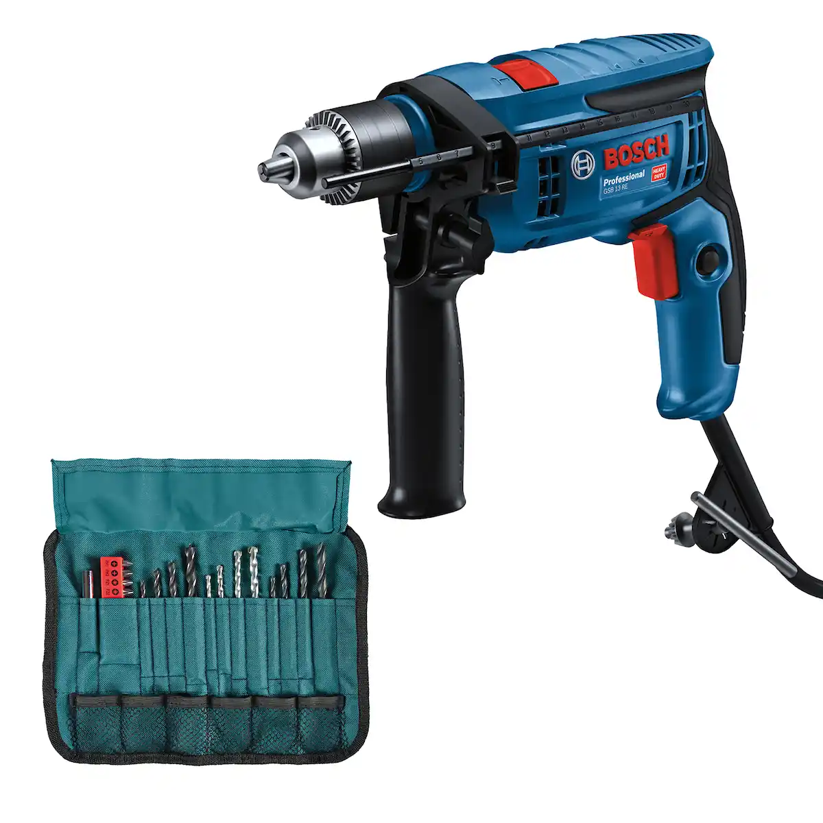 0601.2B8.0E3-000 (1) Taladro Percutor 1/2" 750W + Set de 23 Pzs BOSCH GSB 13 RE - Imagen 1