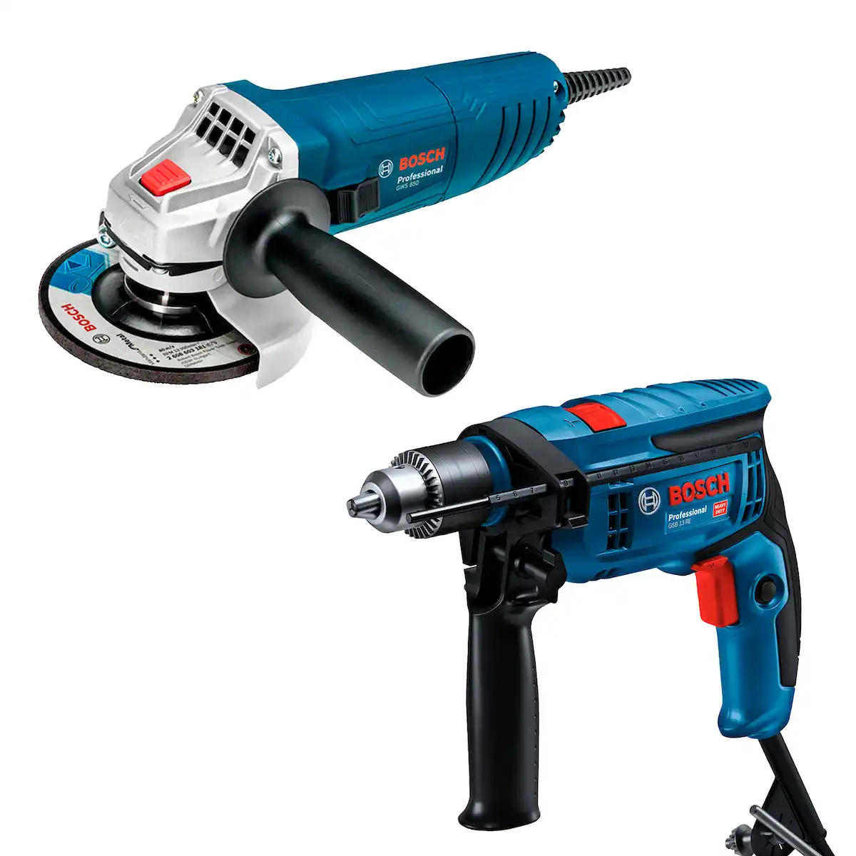 0601.2B7.5E1-000 (1) Taladro Percutor 1/2" 750W GSB 13 RE + Esmeril Amoladora Angular 4-1/2" GWS 850 BOSCH - Imagen 1