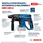 Esmeril Amoladora Angular 125MM GWS 18V-8 + 2 Bat. 4Ah + Cargador + Rotomartillo GBH 180-Li + Taladro Percutor GSB 185-Li BOSCH - Imagen 11